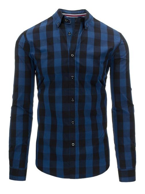 Moderná kockovaná košeľa v modrej farbe