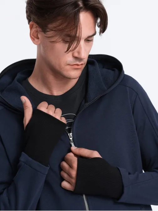 Predĺžená  tmavomodrá pánska mikina B1369