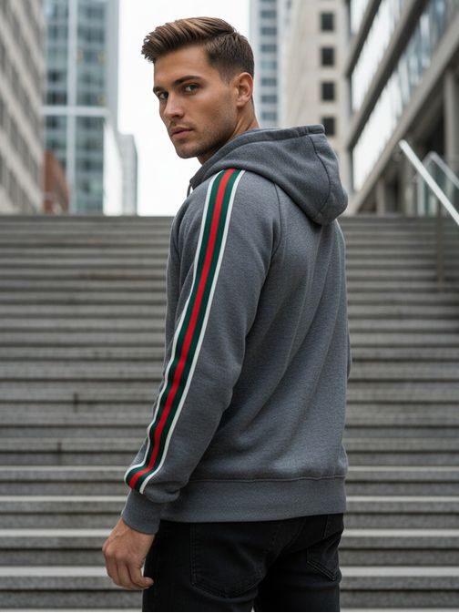 Pánska mikina športového dizajnu šedá