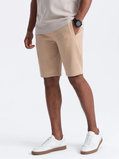 Béžové jednofarebné šortky V6 SRBS-0149