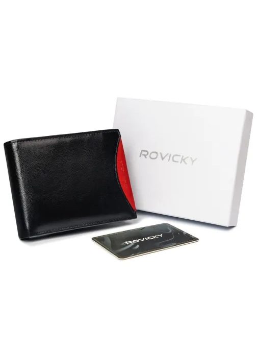 Kožená pánska peňaženka Rovicky v čiernej farbe