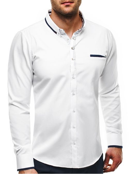 Biela košeľa OZONEE 2224 v pútavom dizajne