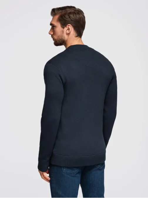 Módny tmavomodrý pánsky sveter na zips V1 SWZS-0146