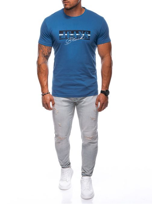 Modré tričko s nápisom Jeans S2012