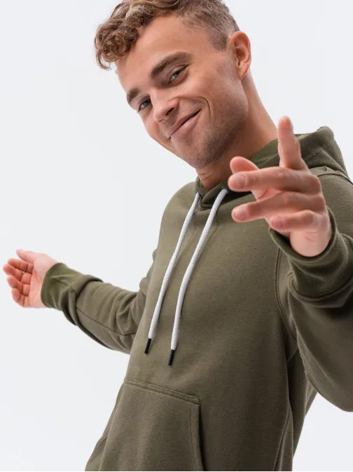 Olivová mikina s kapucňou B979