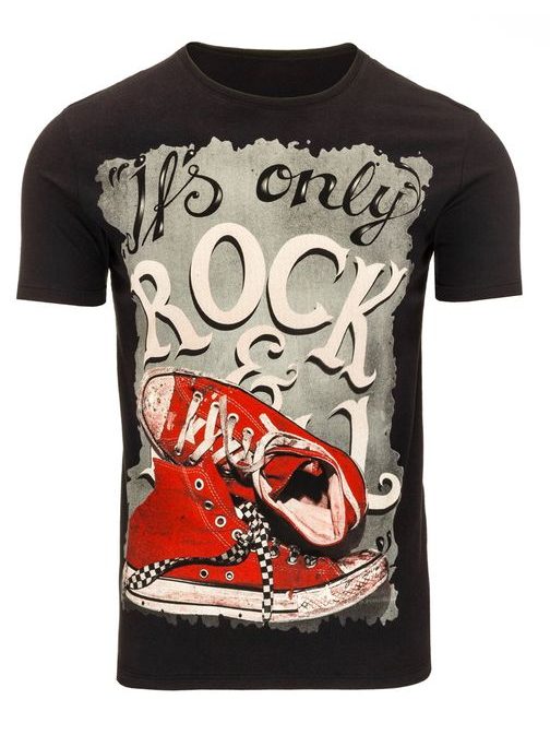 Čierne pánske tričko s nápisom Rock