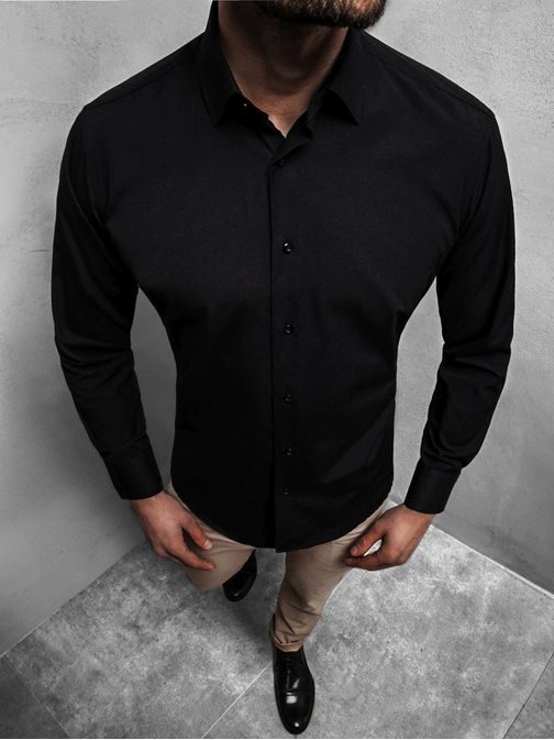 Jednoduchá čierna košeľa MECH/2122Z