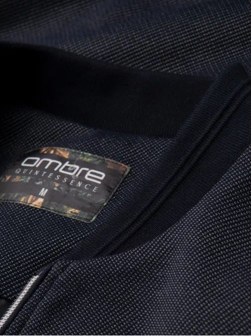Trendy tmavo modrá bomber bunda V1 JANP-0153