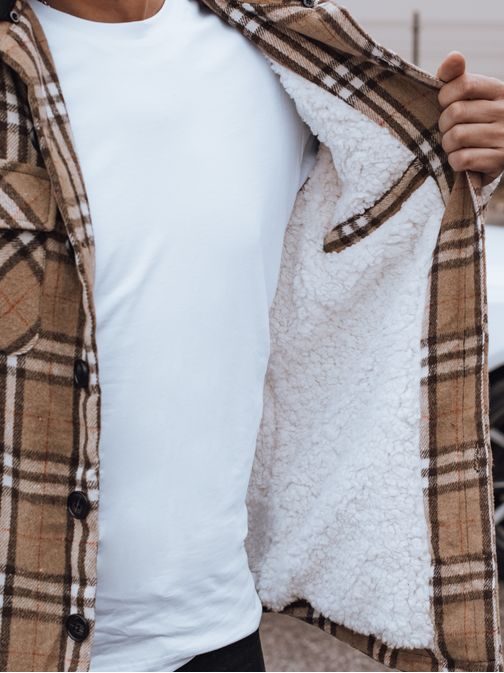 Béžová károvaná pánska bunda