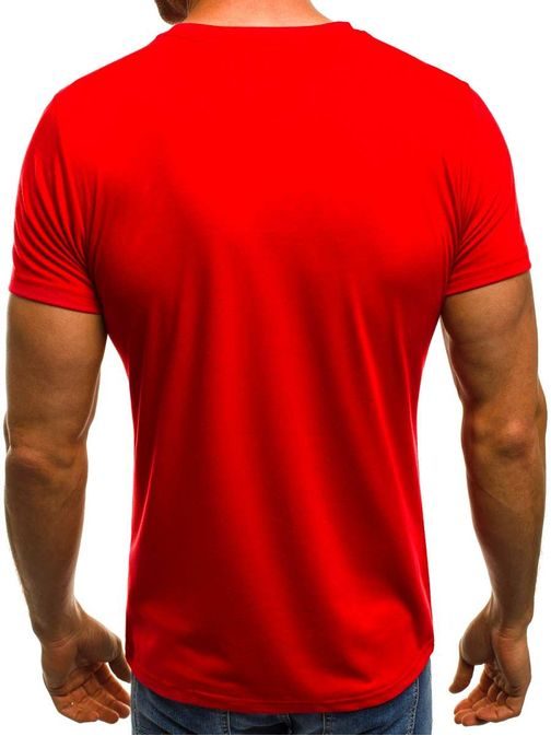 Červené tričko s maskáčovou potlačou JS/5020