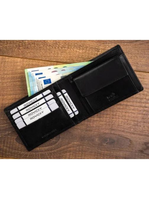 Elegantná kožená čierna peňaženka Rovicky