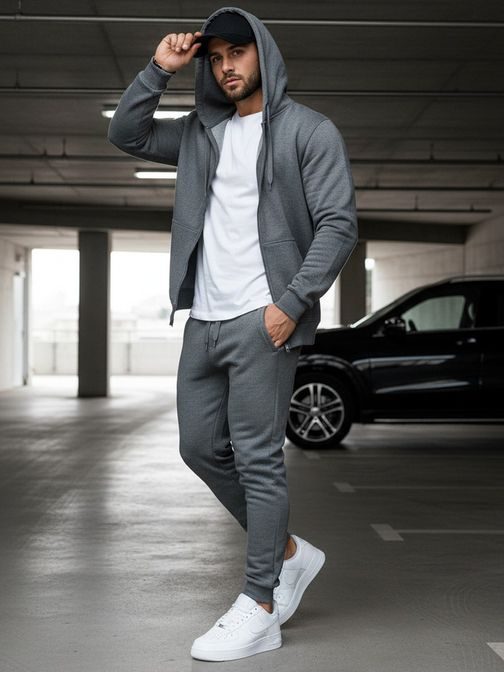 Antracitové pánske jednoduché tepláky