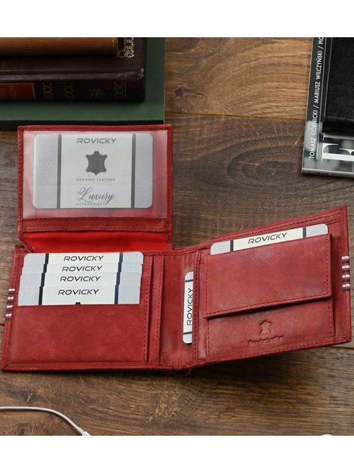 Originálna červená kožená peňaženka pre pánov