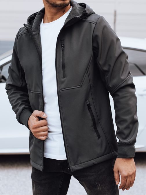 Prechodná grafitová pánska bunda s kapucňou