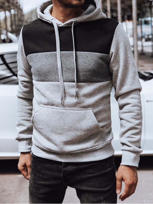 Štýlová šedá pánska mikina s kapucňou