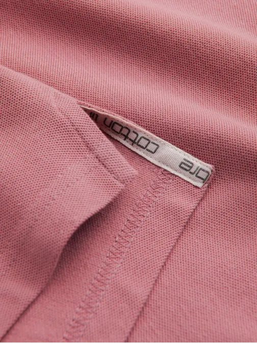 Bavlnená jednofarebná polokošeľa pre mužov ružová v7 om-pobs-0100