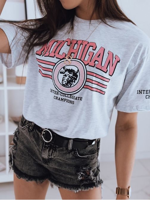 Štýlové svetlo šedé dámske tričko Michigan