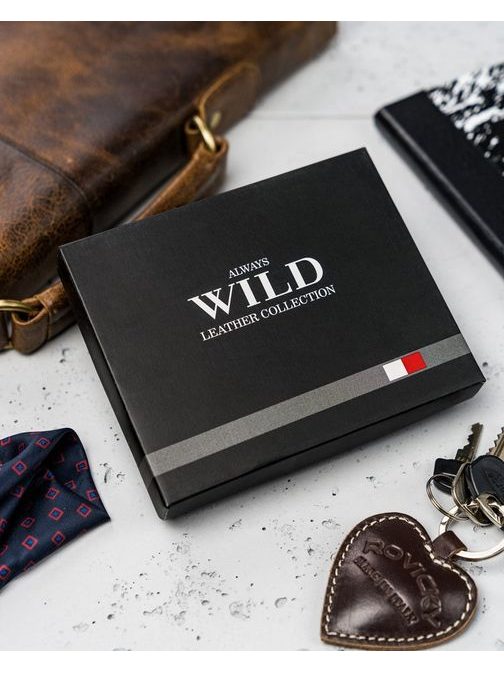Nádherná hnedá kožená peňaženka Wild