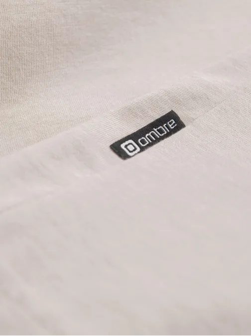 Béžové tričko s dlhým rukávom a V-výstrihom V1 LSBL-0108