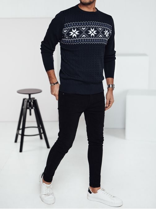 Módny granátový sveter s jedinečným vzorom