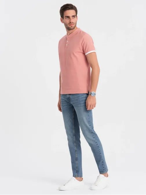 Pohodlná trendy ružová polokošeľa V7 TSCT-0156