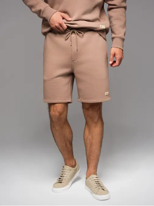 Sada unisex kraťasov s logom krémové/hnedé V2 Z129