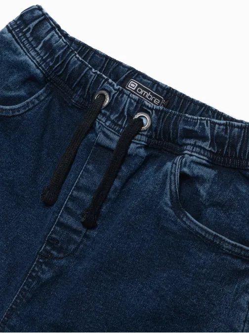 Trendy tmavo rifľové kraťasy W362