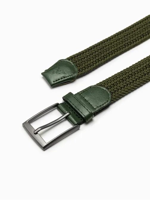 Pánsky pletený opasok v khaki farbe A830