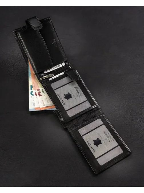 Kožená čierna pánska peňaženka RV s prackou