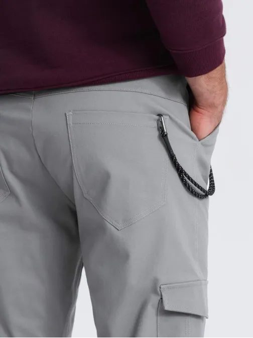 Šedé moderné pánske cargo nohavice V4 PACG-0189