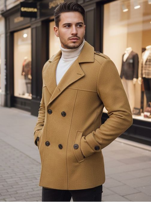 Elegantný kamelový pánsky kabát
