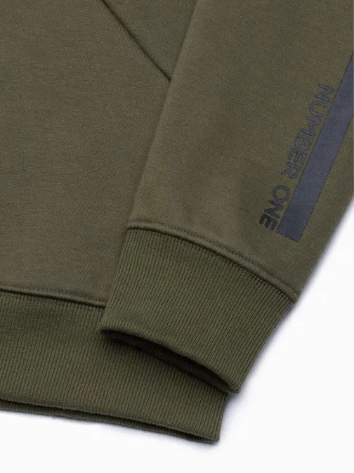 Tmavo-olivová mikina bez kapucne B1349