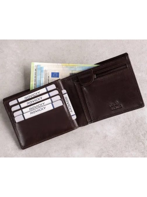 Kožená hnedá pánska peňaženka Rovicky
