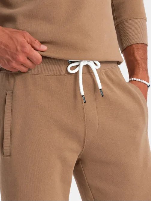 Základná tepláková hnedá súprava (mikina +kraťasy) V2-Z77