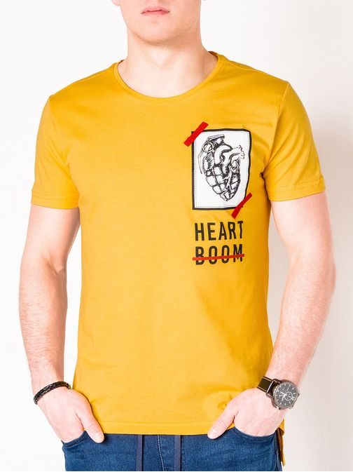 Zaujímavé pánske tričko žlté s984