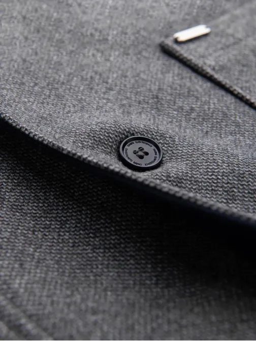 Šedý dlhý kabát s kapucňou V1 COWC-0122