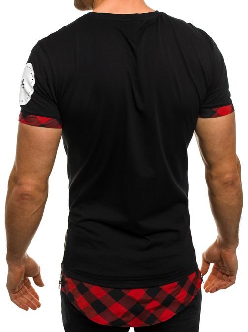 Čierno-červené tričko v netradičnom prevedení BLACK WHITE 1094