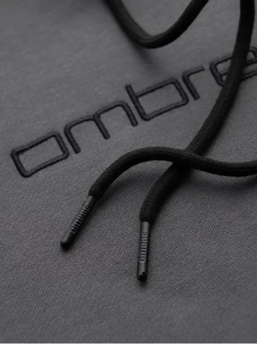 Cool šedá mikina s kapucňou a nápisom na hrudi V2 OM-SSNZ-0241