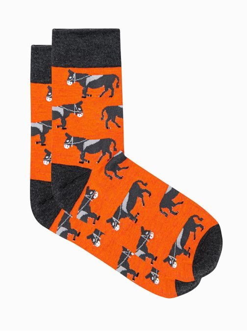 Oranžové pánske ponožky Somárik U118
