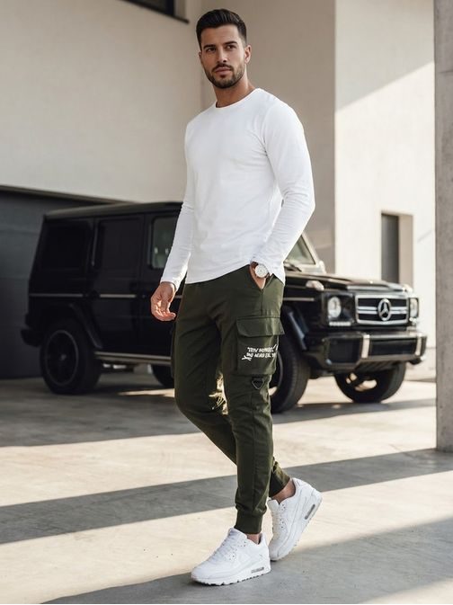 Originálne zelené pánske kapsáčové joggery