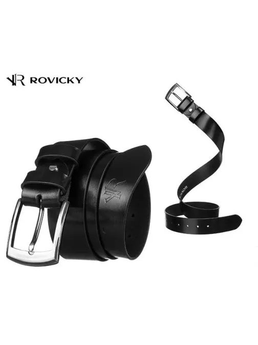 Čierny kožený pánsky opasok Rovicky