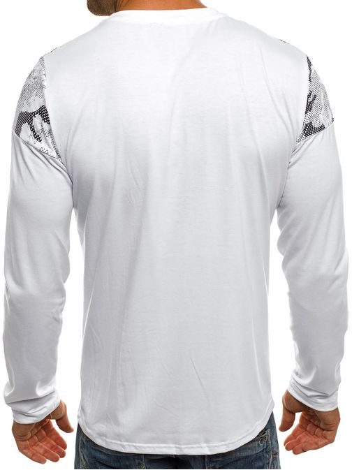 Trendové biele tričko s dlhým rukávom J.STYLE SX025