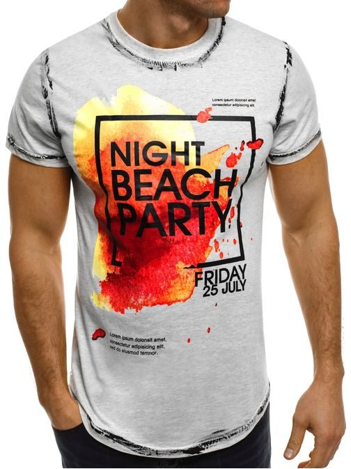 Šedé tričko Night beach party SS024