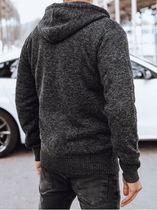 Trendy grafitový pánsky sveter s kapucňou