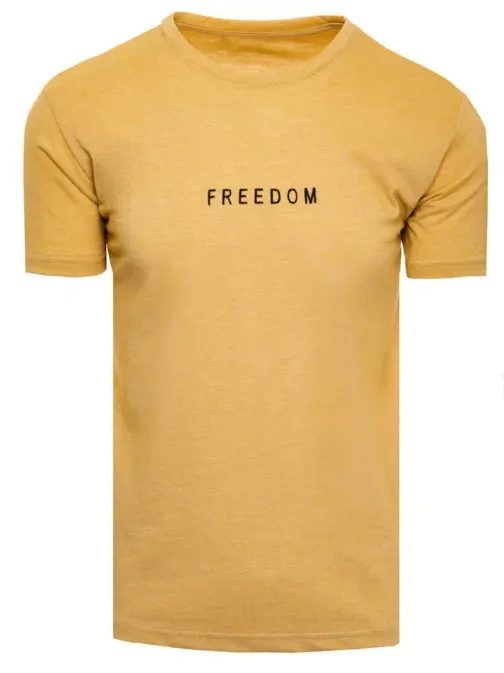 Žlté bavlnené tričko s nápisom Freedom
