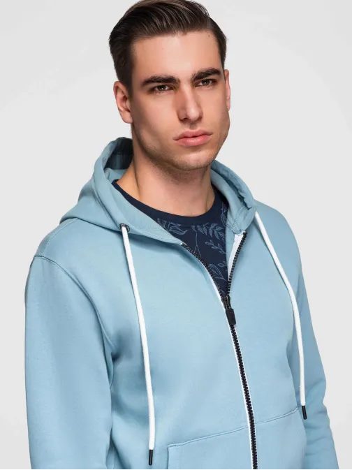 Pánska svetlomodrá mikina na zips V7 SSBZ-0272