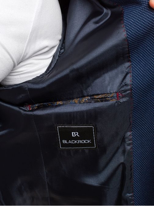 Vzorované modré sako so šedými záplatami na lakťoch BLACK ROCK 03
