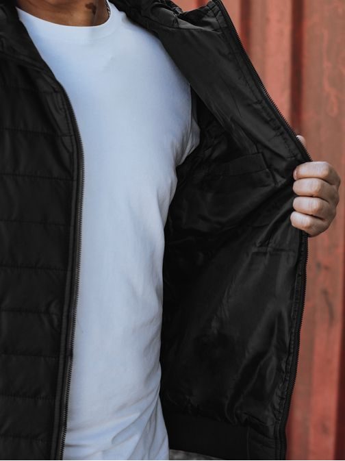 Prešívaná čierna prechodná bunda