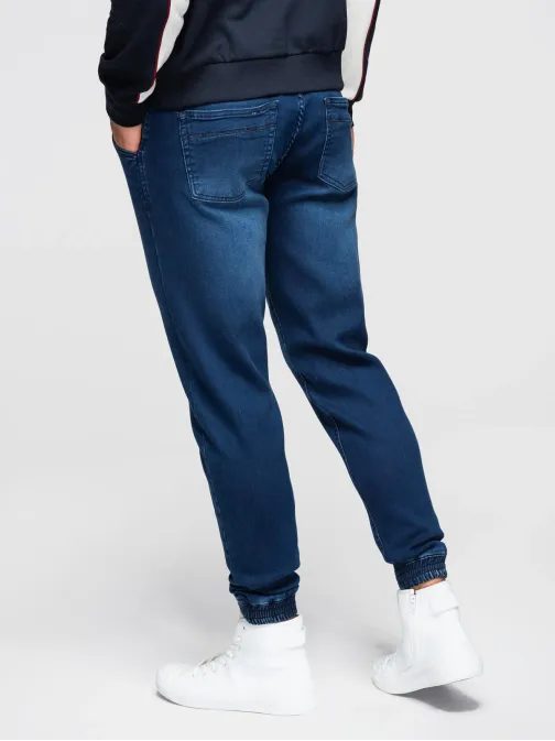 Pánske tmavomodré rifľové joggery V3 PADJ-0242