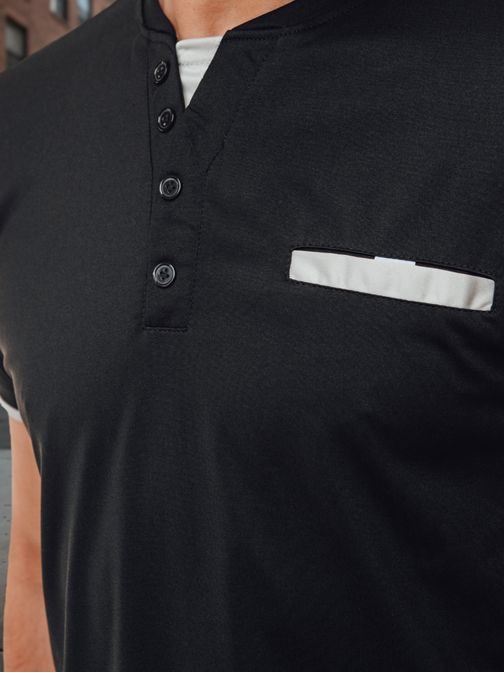 Trendy čierna polokošeľa s ozdobnými gombíkmi